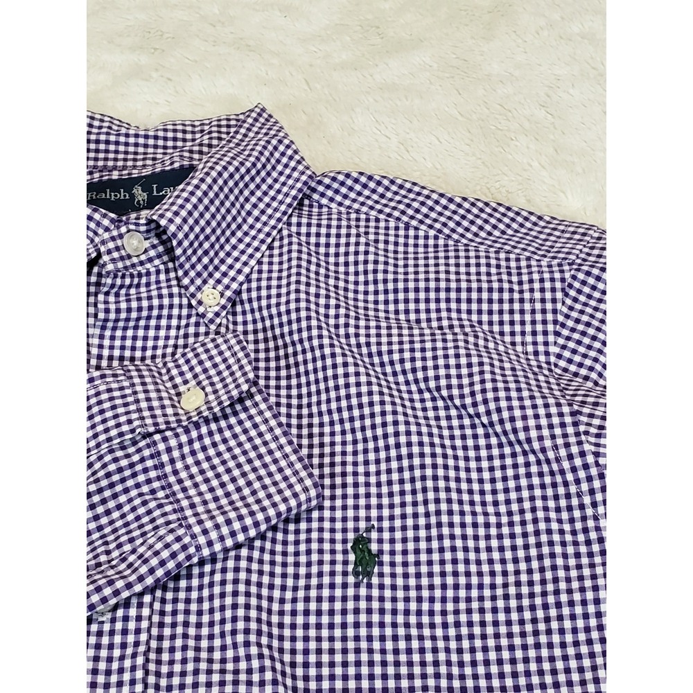 Ralph Lauren Blue Label Purple White Plaid Classic Dress Shirt 15 Medium Office